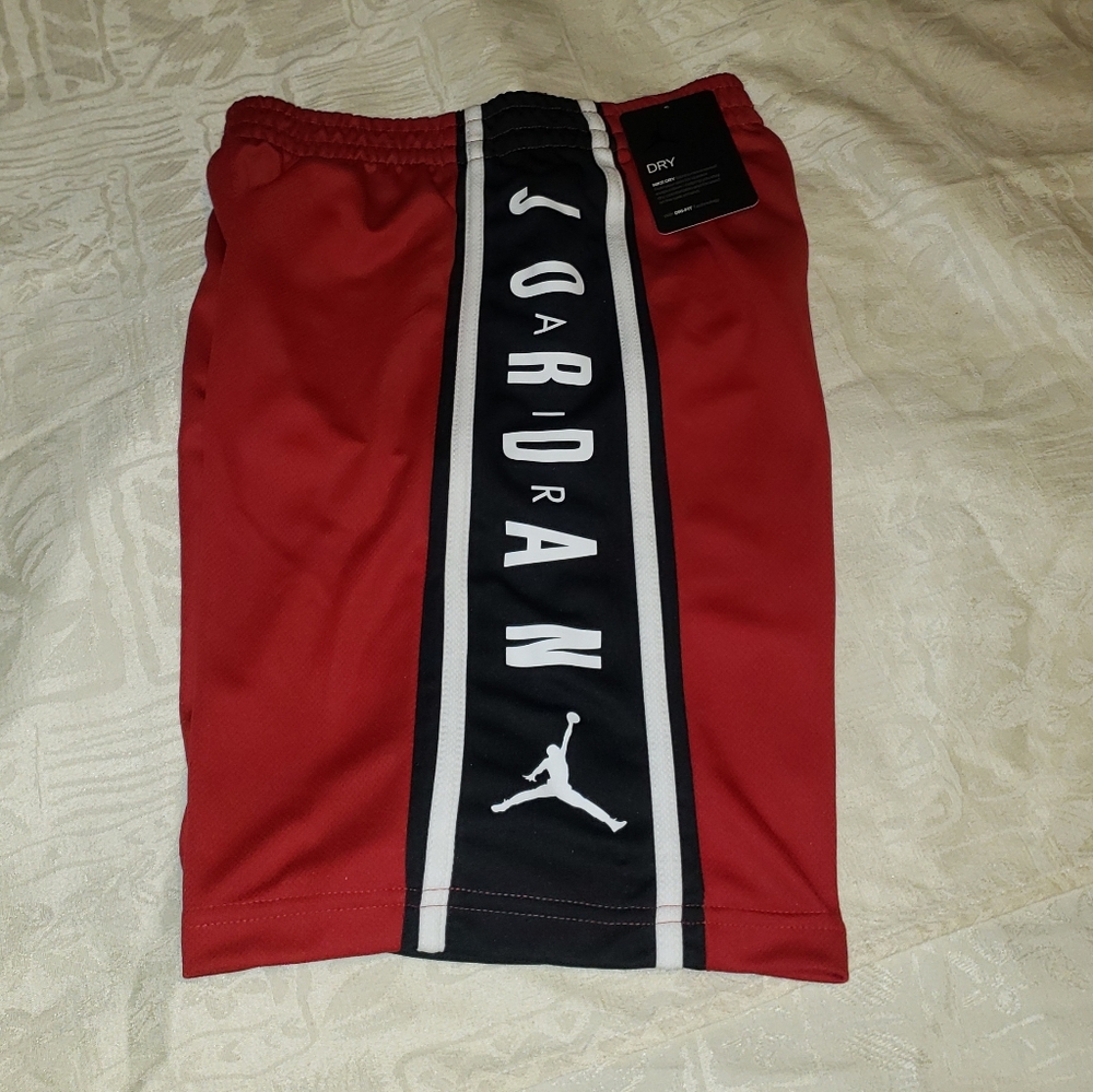 Nike Jordan Shorts Red Black White Sz-M 10-12 Years Old